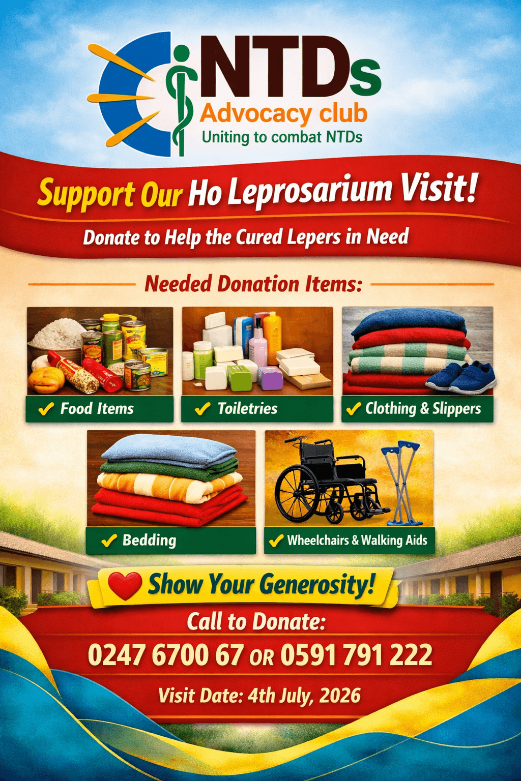 Solidarity for a donation visit at Ho Leprosarium in Ghana
